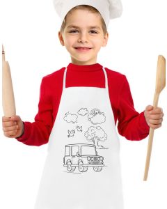 Mutfak Önlüğü Boyama - Araba Desenli
