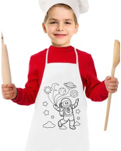 Mutfak Önlüğü Boyama - Astronot Desenli