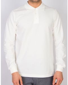 Uzun Kollu T-Shirt - Polo Yaka Beyaz